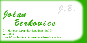 jolan berkovics business card